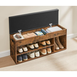 Банкетка-стеллаж для обуви Vasagle LHS130B01 (Rustic Brown/Black) Thumb