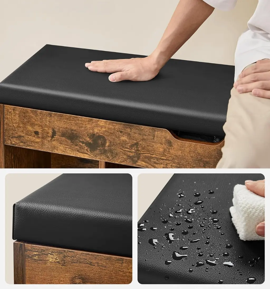 Банкетка-стеллаж для обуви Vasagle LHS130B01 (Rustic Brown/Black)