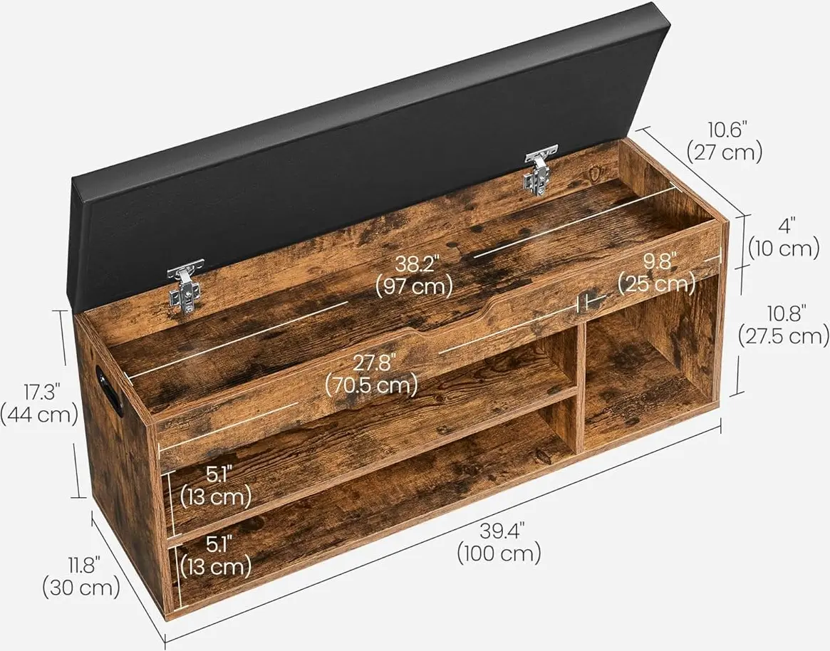 Банкетка-стеллаж для обуви Vasagle LHS130B01 (Rustic Brown/Black)