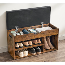 Банкетка-стеллаж для обуви Vasagle LHS30BX (Rustic Brown/Black) Thumb