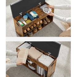 Банкетка-стеллаж для обуви Vasagle LHS30BX (Rustic Brown/Black) Thumb