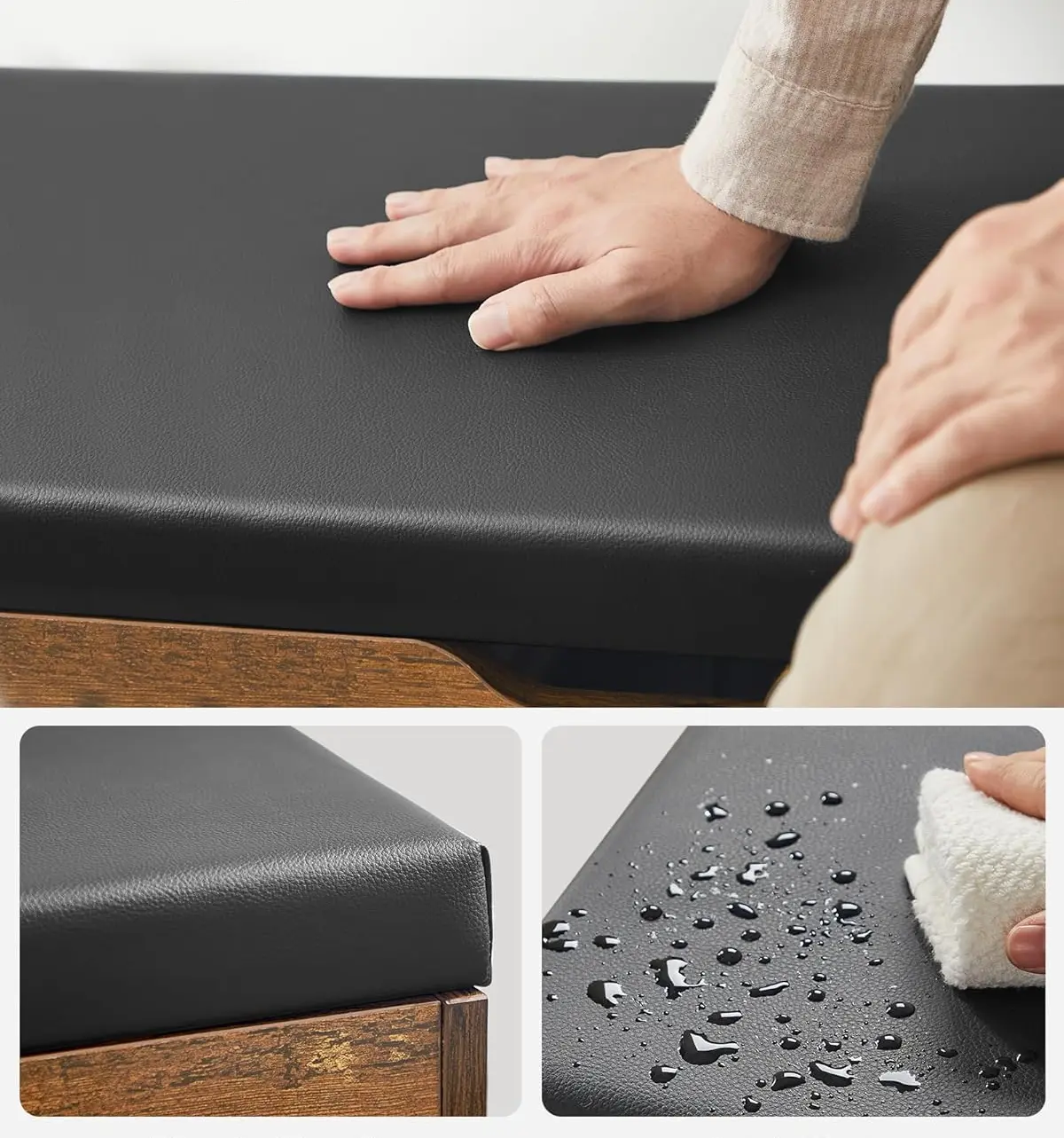 Банкетка-стеллаж для обуви Vasagle LHS30BX (Rustic Brown/Black)