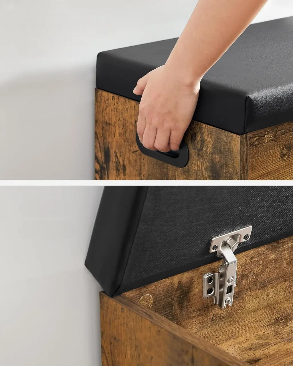 Банкетка-стеллаж для обуви Vasagle LHS30BX (Rustic Brown/Black)