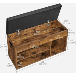 Банкетка-стеллаж для обуви Vasagle LHS30BX (Rustic Brown/Black) Thumb