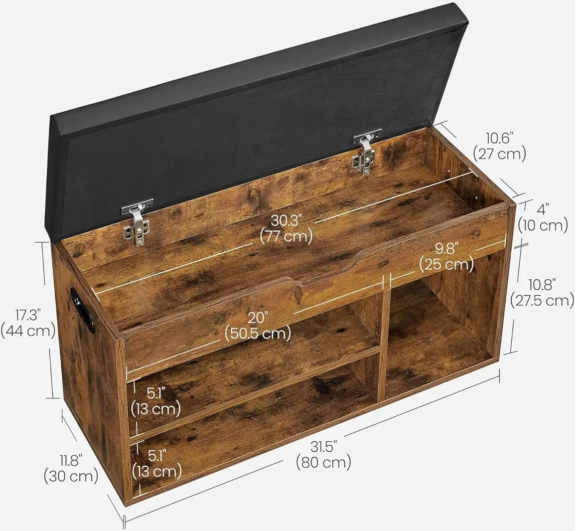 Банкетка-стеллаж для обуви Vasagle LHS30BX (Rustic Brown/Black)