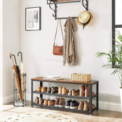Bancheta-etajera pentru incaltaminte Vasagle LBS078B01 (Rustic Brown/Black)