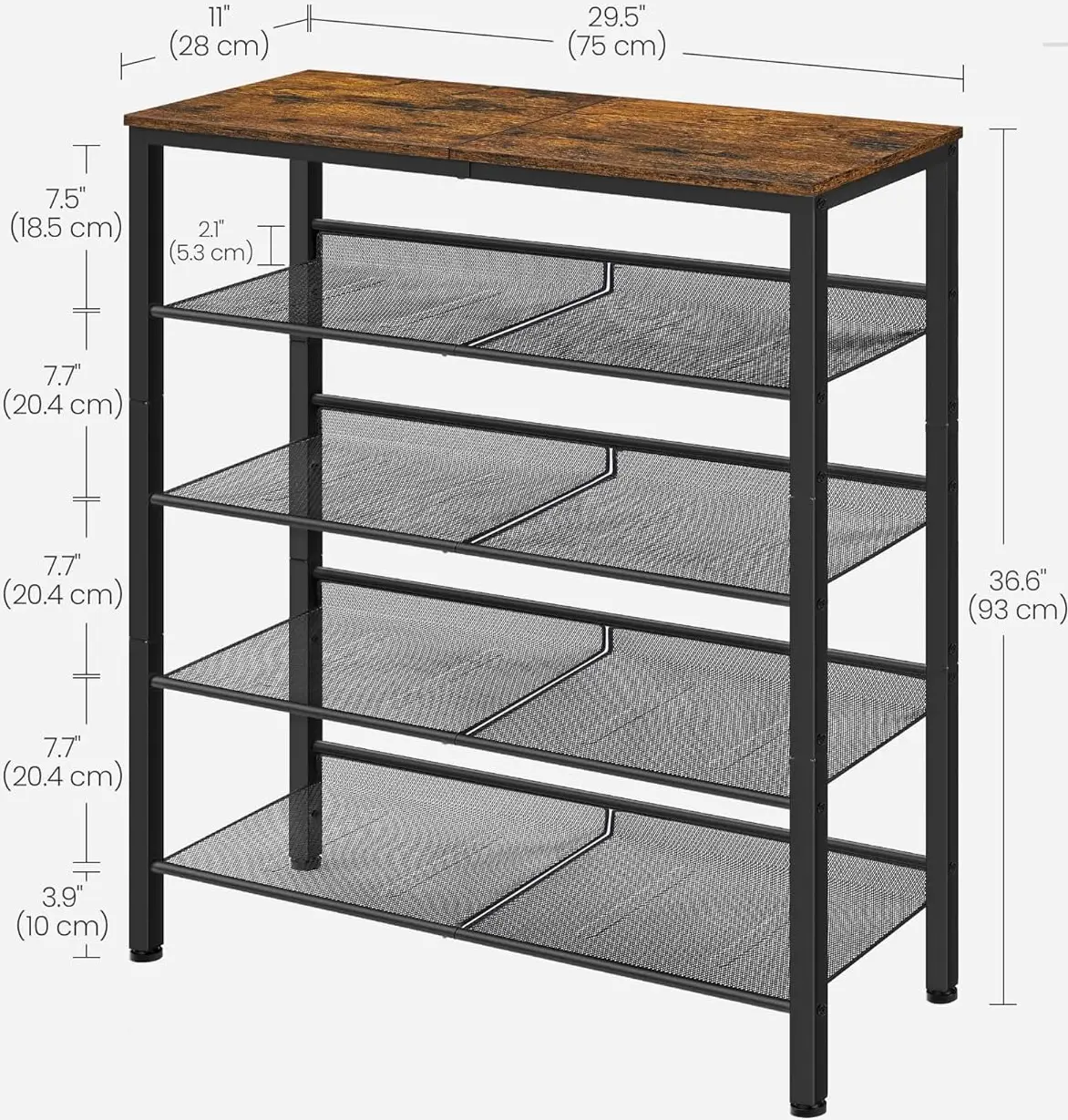 Стеллаж для обуви Vasagle LBS038B01 (Rustic Brown/Black)