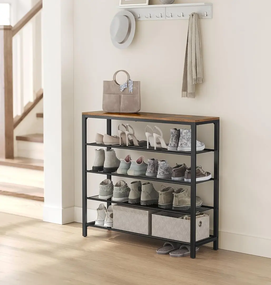 Стеллаж для обуви Vasagle LBS15BX (Rustic Brown/Black)