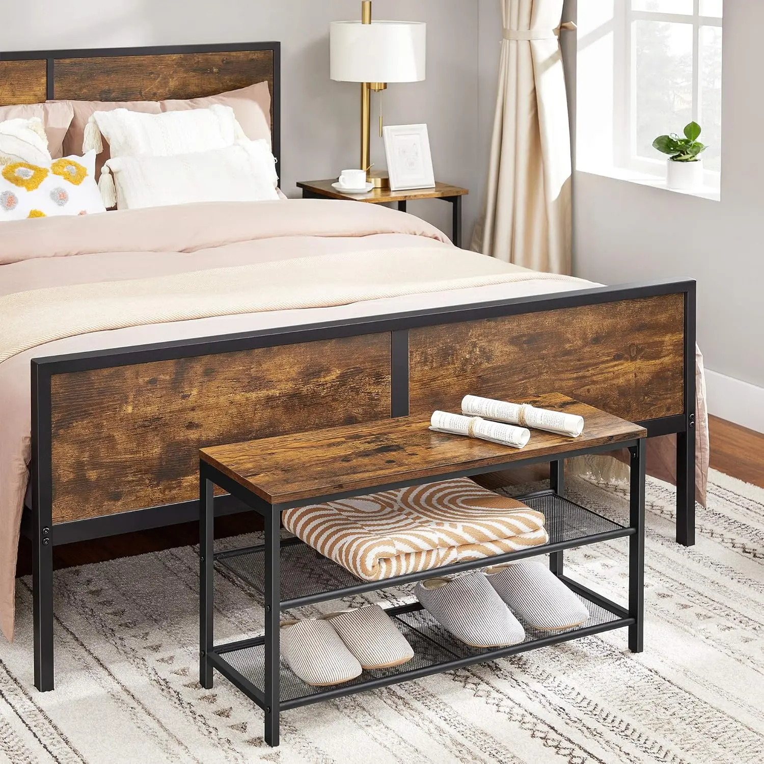 Стеллаж для обуви Vasagle LBS74X (Rustic Brown/Black)