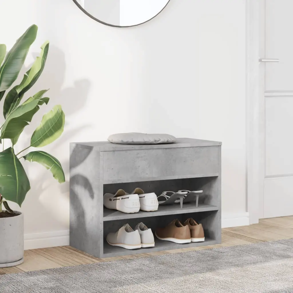 Bancheta-etajera pentru incaltaminte VidaXL 808742 (Concrete Grey)