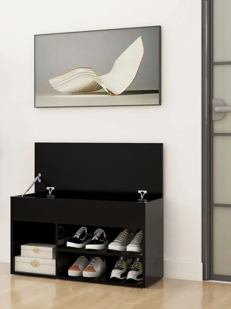 Bancheta-etajera pentru incaltaminte VidaXL 808748 (Black)