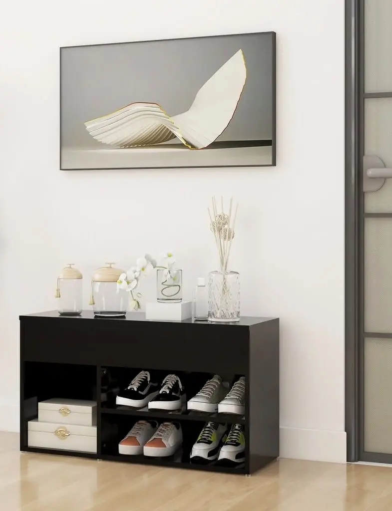 Bancheta-etajera pentru incaltaminte VidaXL 808748 (Black)