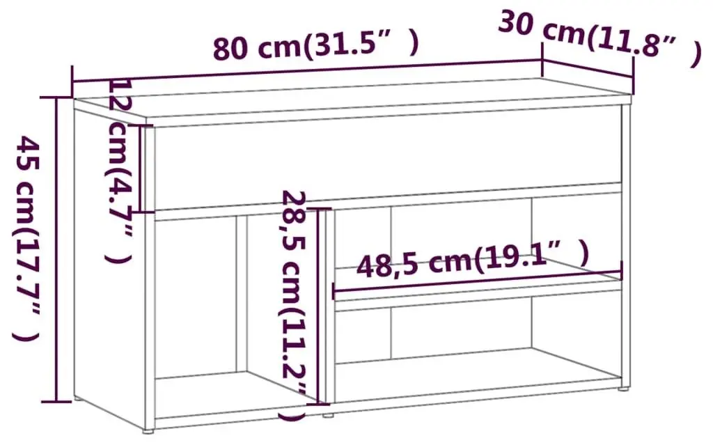 Bancheta-etajera pentru incaltaminte VidaXL 816053 (Smoked Oak)