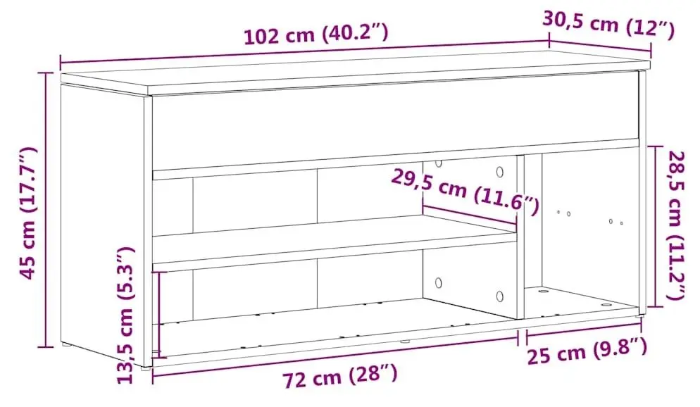Bancheta-etajera pentru incaltaminte VidaXL 859136 (White)