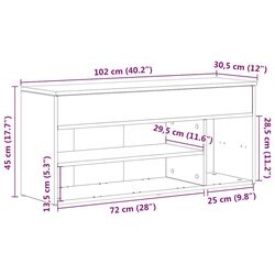 Bancheta-etajera pentru incaltaminte VidaXL 859138 (Sonoma Oak) Thumb