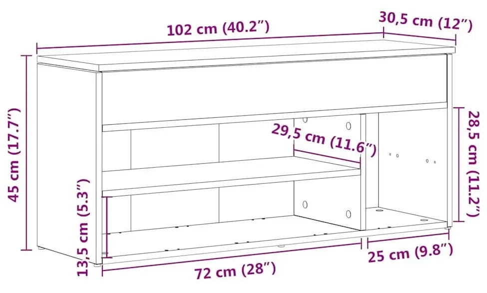 Bancheta-etajera pentru incaltaminte VidaXL 859138 (Sonoma Oak)