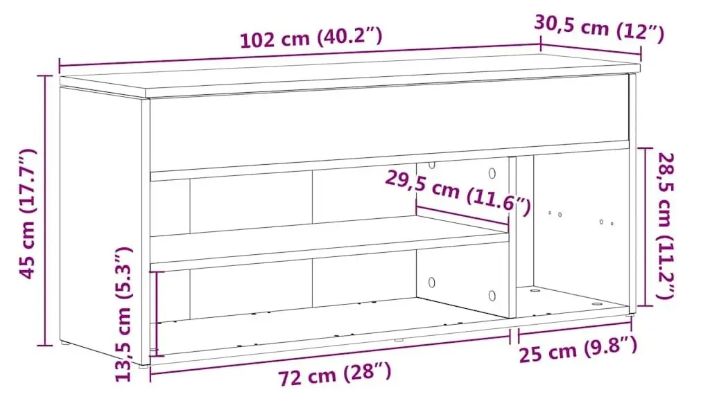 Bancheta-etajera pentru incaltaminte VidaXL 862704 (Black)