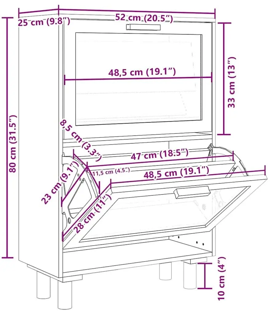 Tumba pentru incaltaminte VidaXL 345647 (Brown)