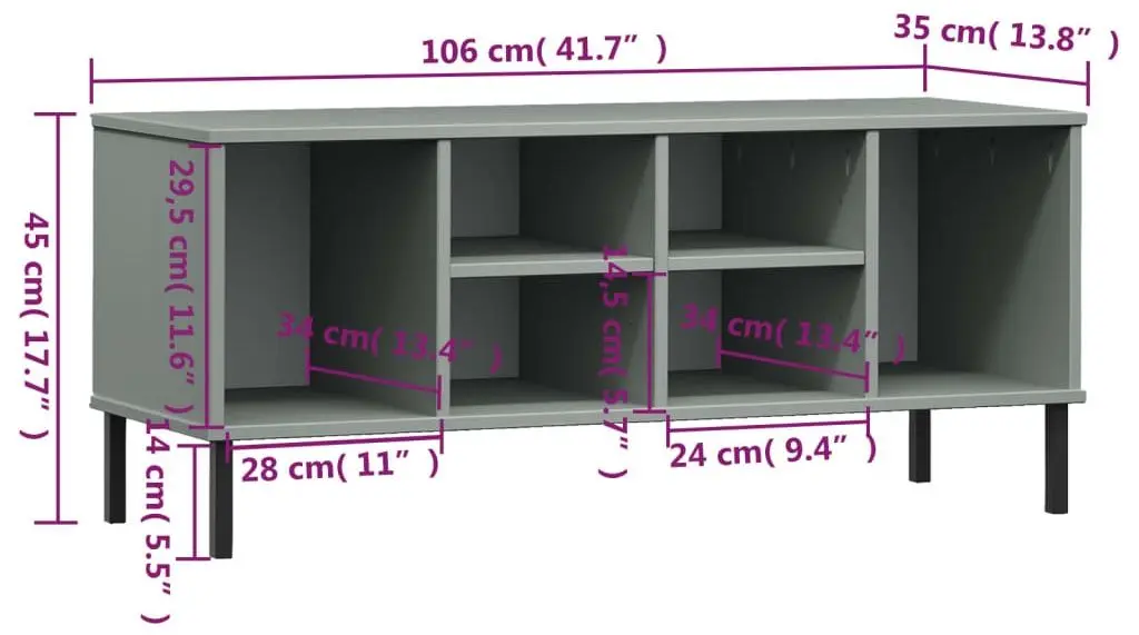 Tumba pentru incaltaminte VidaXL Oslo 350995 (Grey)