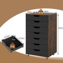 Комод выкатной Costway JV13198CF (Brown/Black) Thumb