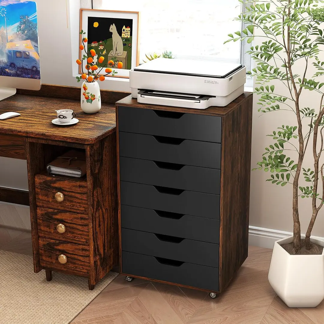 Комод выкатной Costway JV13198CF (Brown/Black)