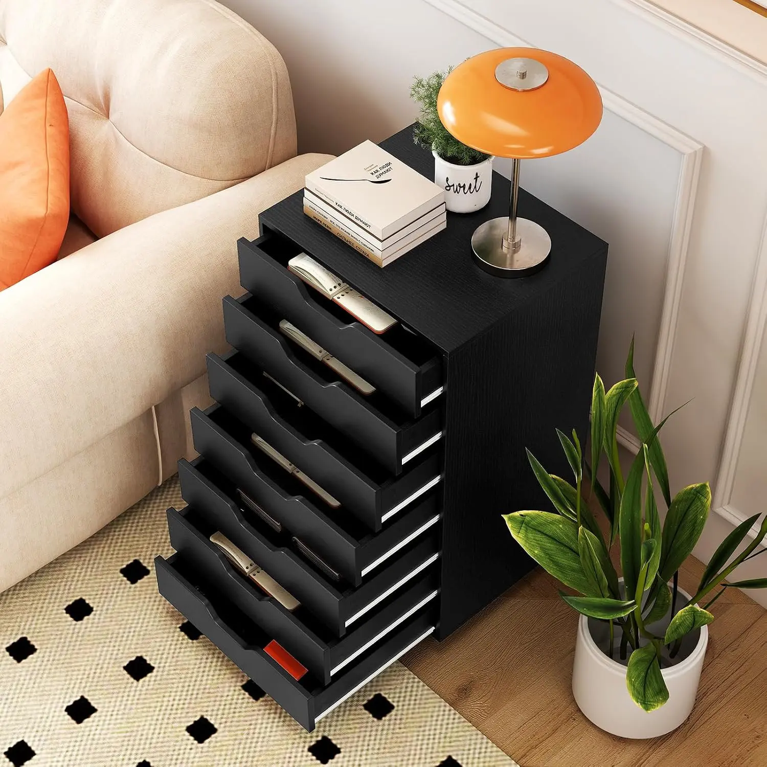 Комод выкатной Costway JV13198DK (Black) - 4