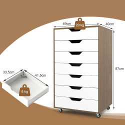 Комод выкатной Costway JV13198NA (Natural/White) Thumb