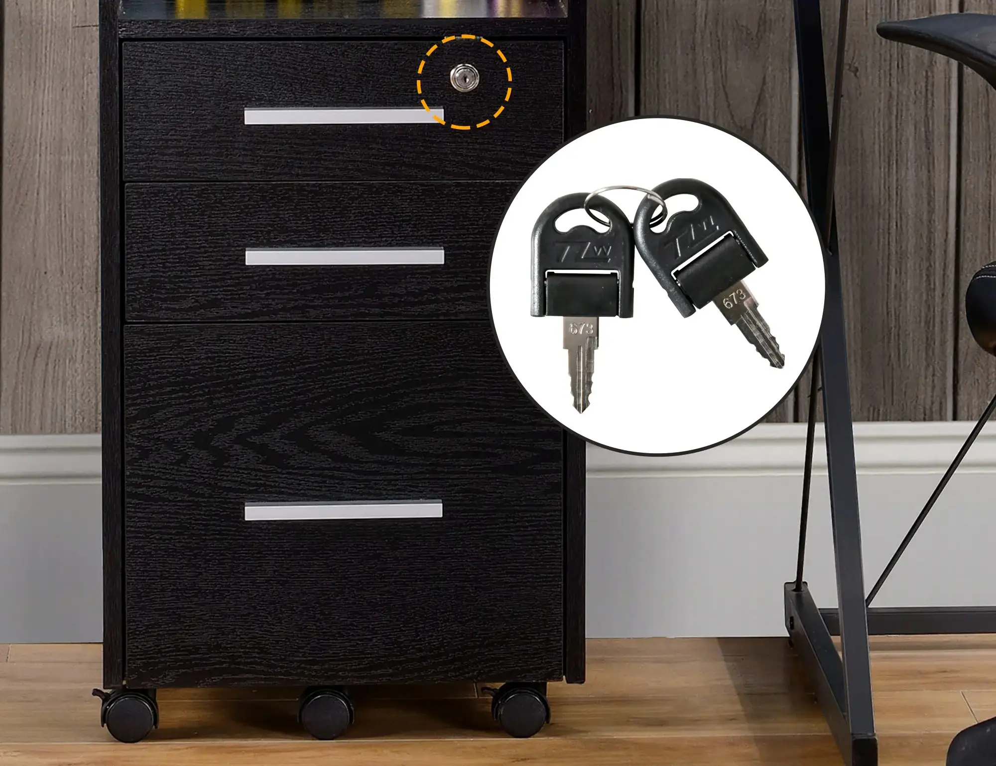 Comoda cu rotile Homcom 836-238V00BK (Black) - 3