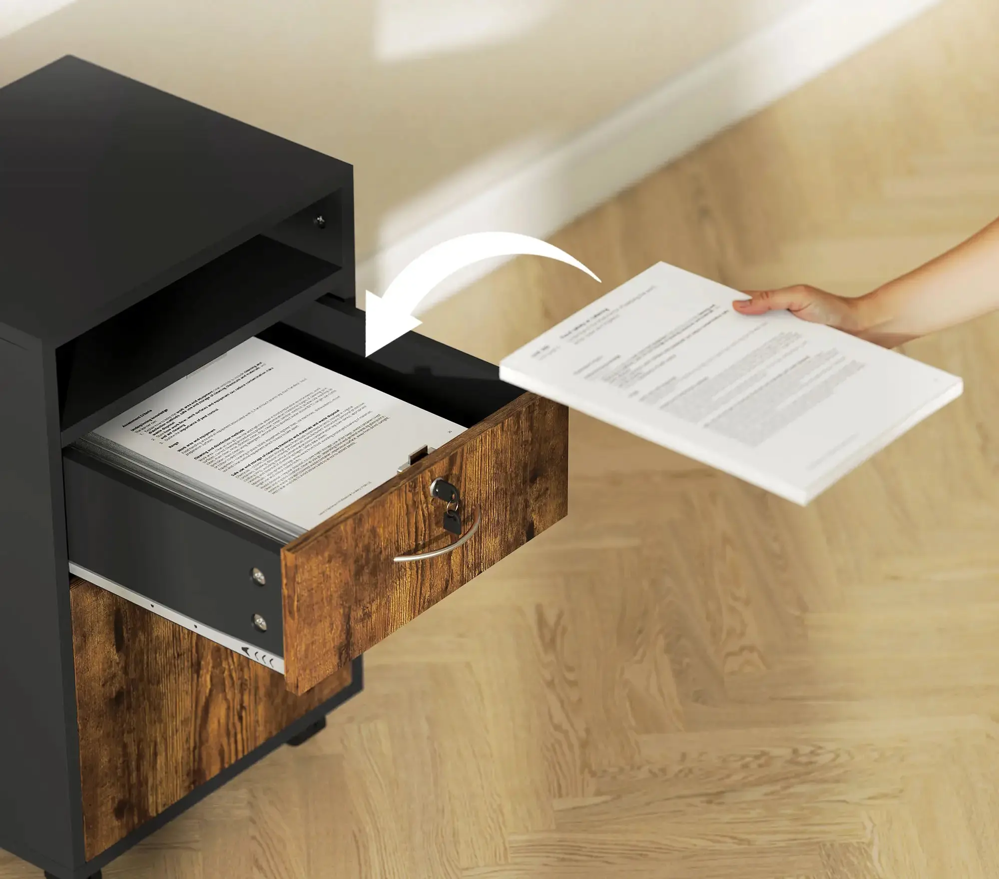 Tumba cu rotile Homcom 836-027V81RB (Black/Rustic Brown) - 5