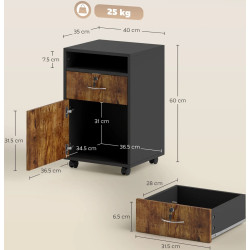 Tumba cu rotile Homcom 836-027V81RB (Black/Rustic Brown) Thumb