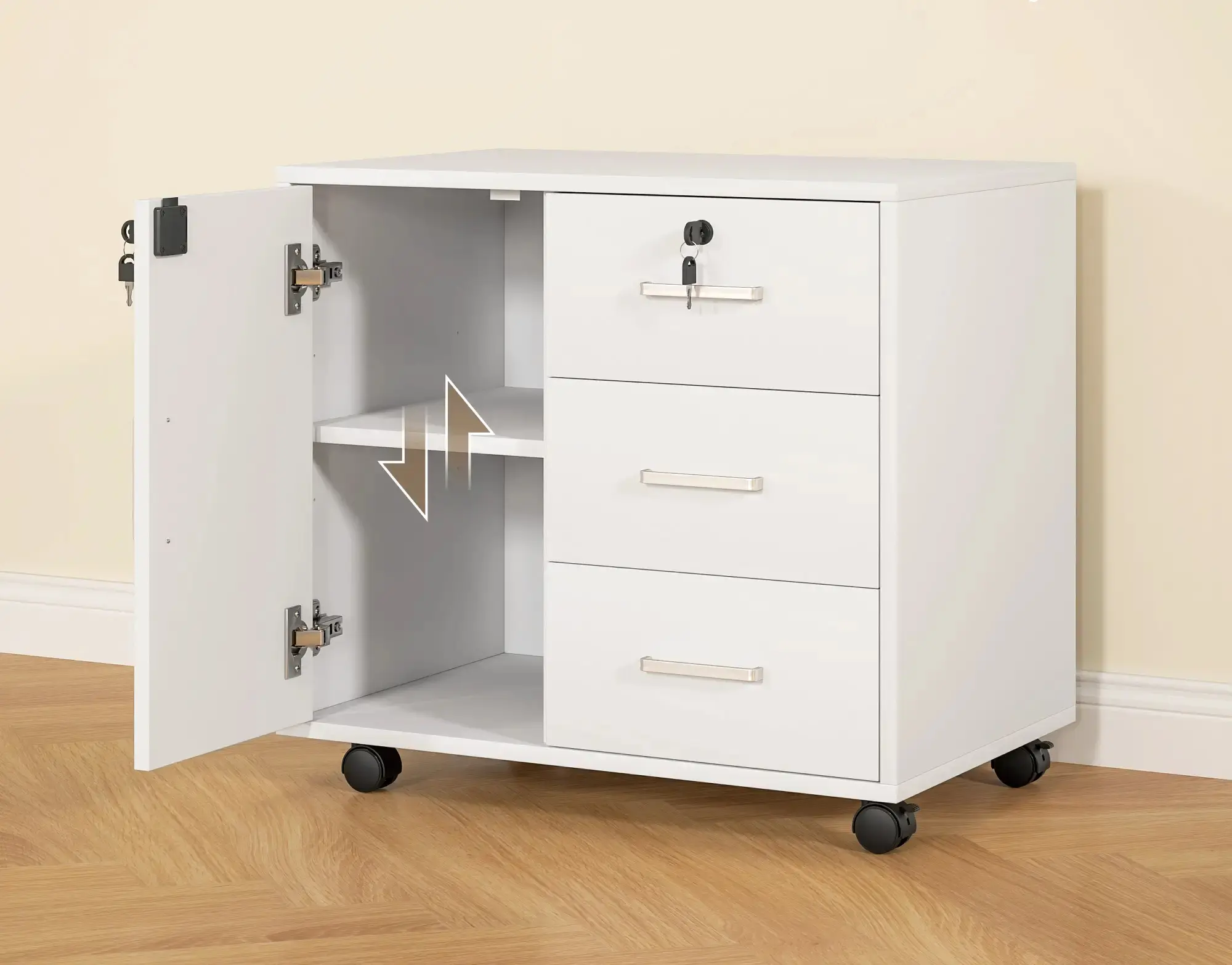 Tumba cu rotile Homcom 838-494V00WT (White) - 5