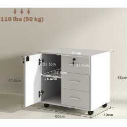 Tumba cu rotile Homcom 838-494V00WT (White) Thumb