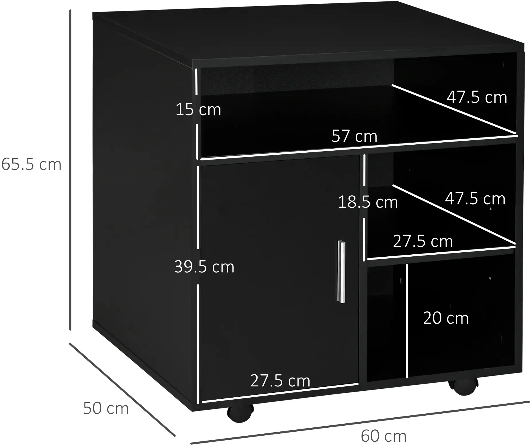 Тумба выкатная Homcom 924-012BK (Black) - 7