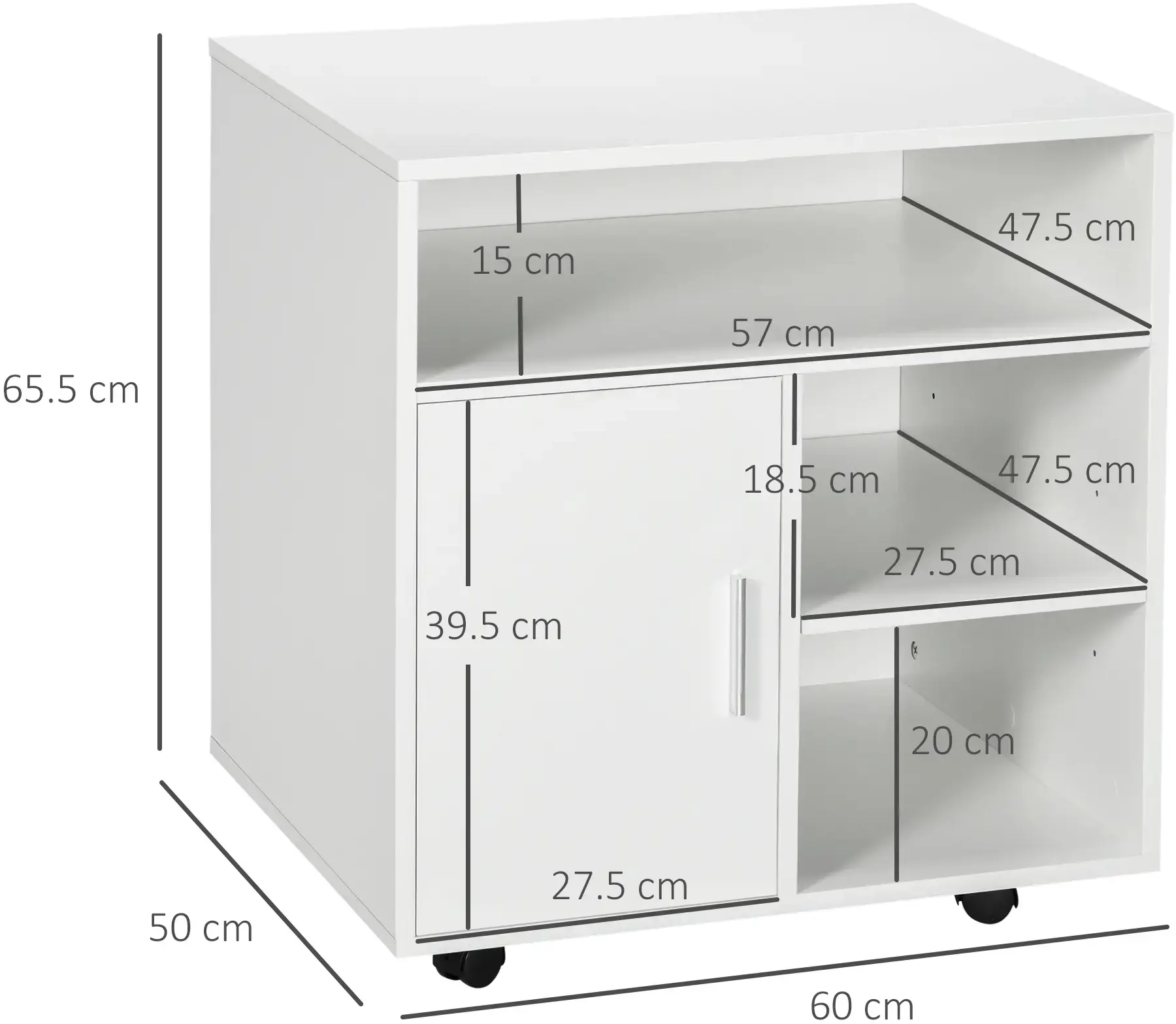 Tumba cu rotile Homcom 924-012WT (White) - 7