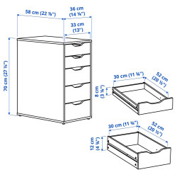 Комод офисный Ikea Alex 36x70 (Белый) Thumb