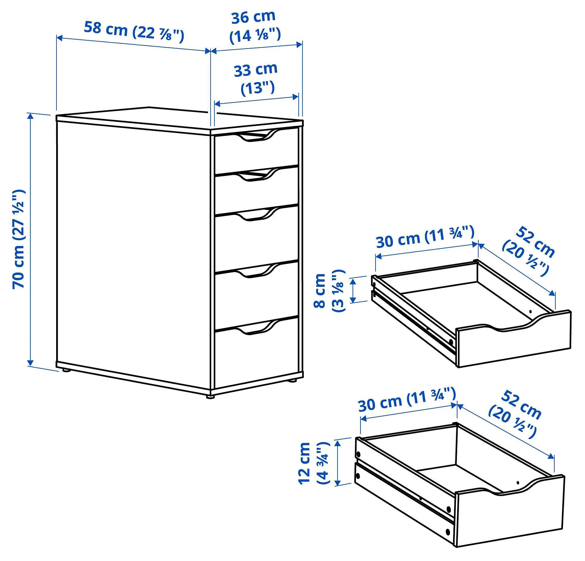 Комод офисный Ikea Alex 36x70 (Белый) - 3