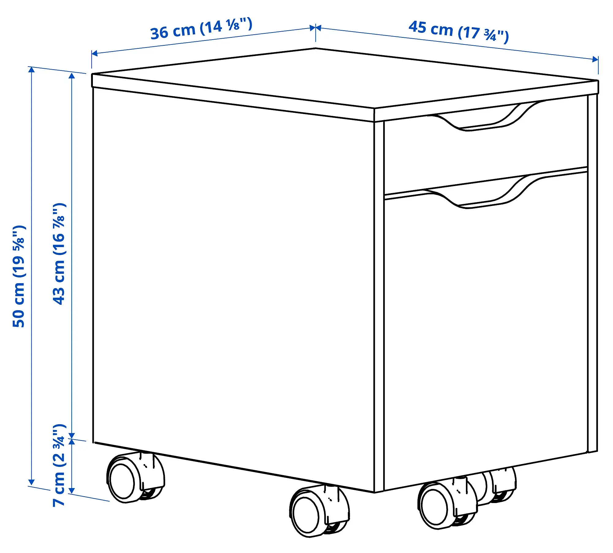 Комод выкатной Ikea Alex 36x50 (Белый) - 7