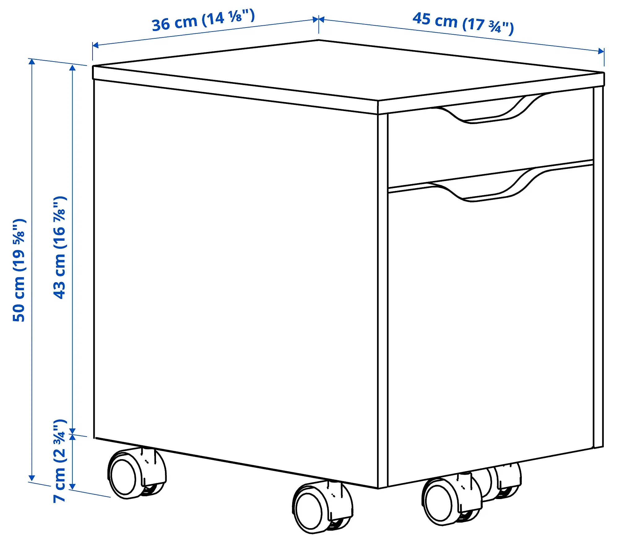 Комод выкатной Ikea Alex 36x50 (Темно-серый) - 7