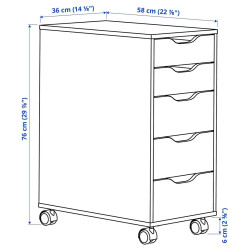 Комод выкатной Ikea Alex 36x76 (Белый) Thumb
