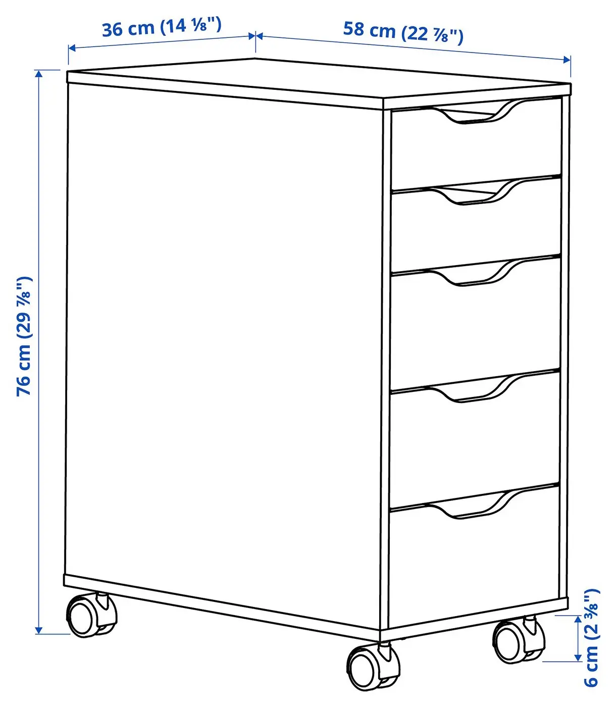 Комод выкатной Ikea Alex 36x76 (Белый) - 4