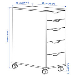 Комод выкатной Ikea Alex 36x76 (Темно-серый) Thumb