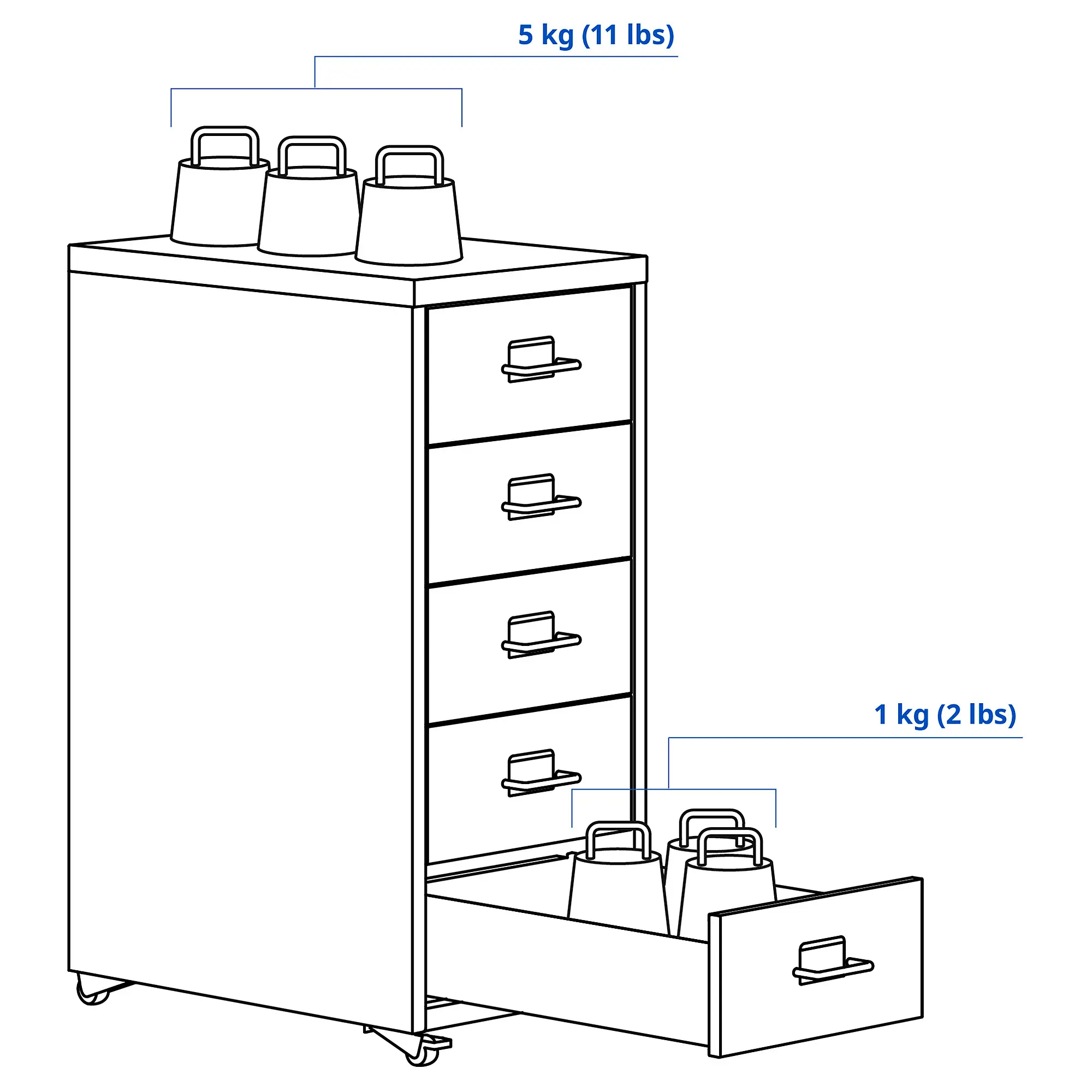 Комод выкатной Ikea Helmer 28x44x65 (Красный) - 7