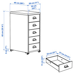 Комод выкатной Ikea Helmer 28x65 (Черный) Thumb