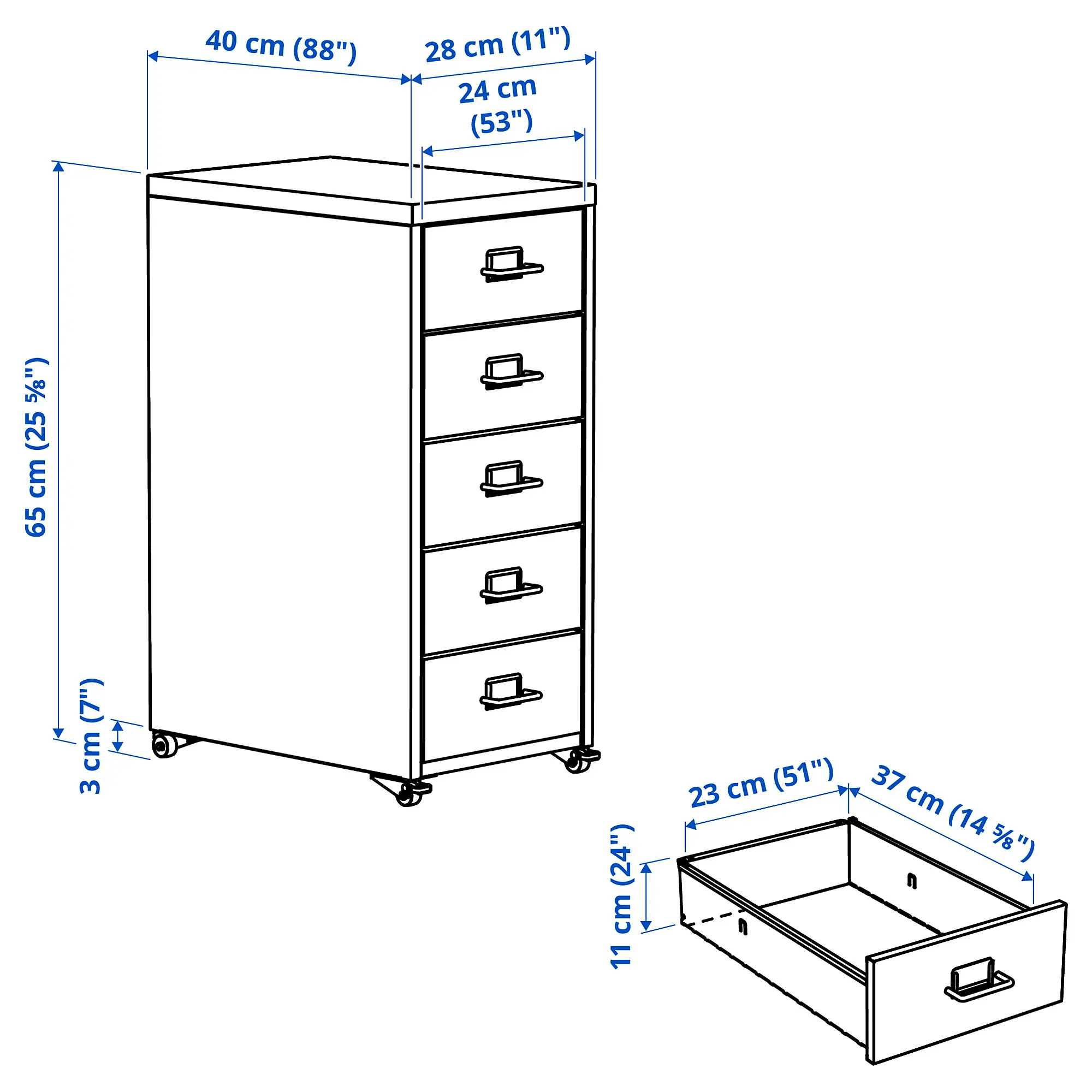 Комод выкатной Ikea Helmer 28x65 (Черный) - 3
