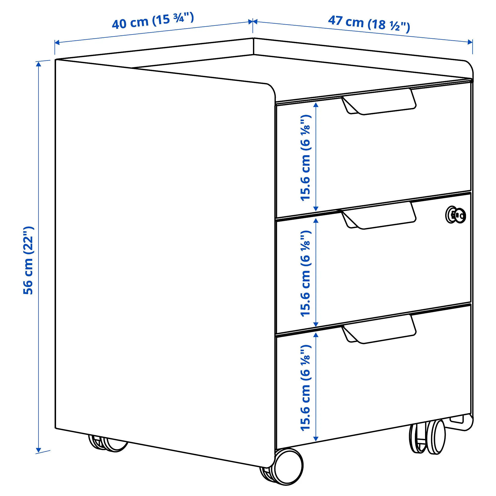 Комод выкатной Ikea Trotten (Синий) - 5