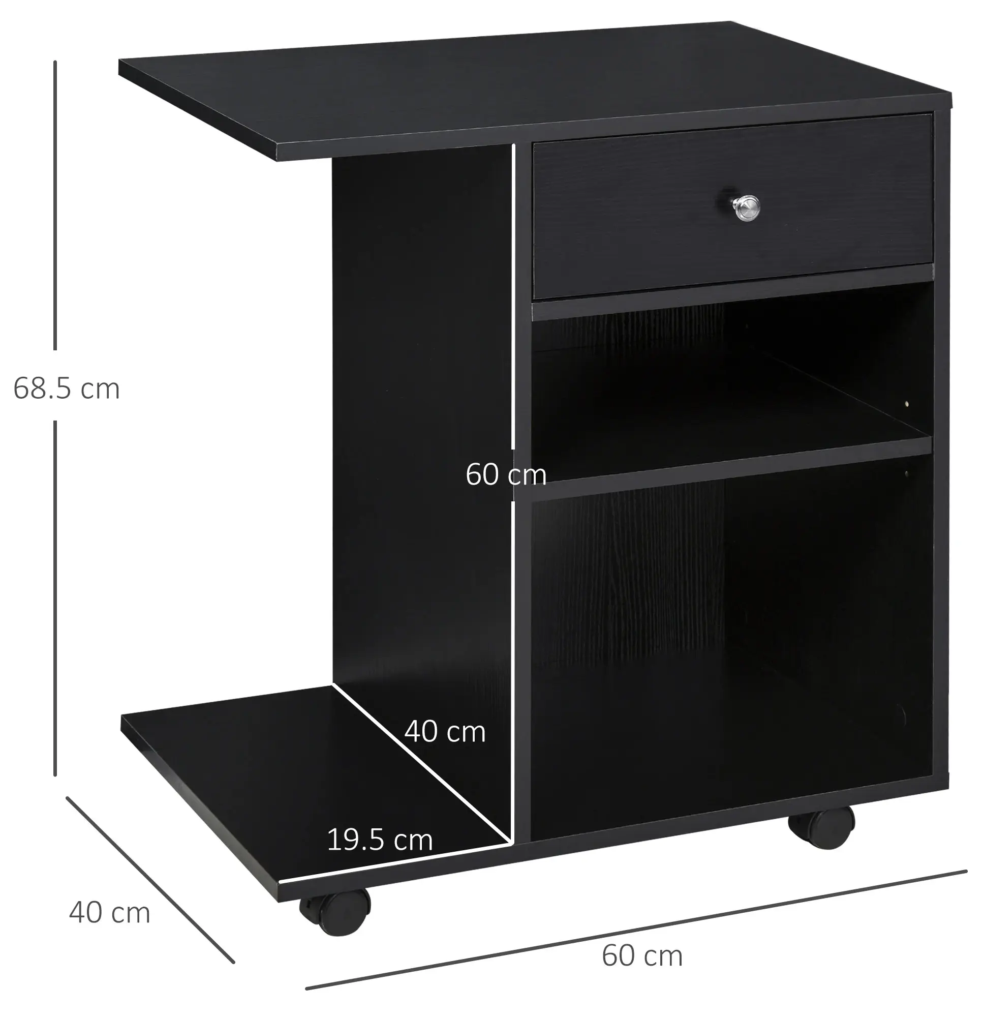 Тумба выкатная Vinsetto 920-069BK (Black) - 4