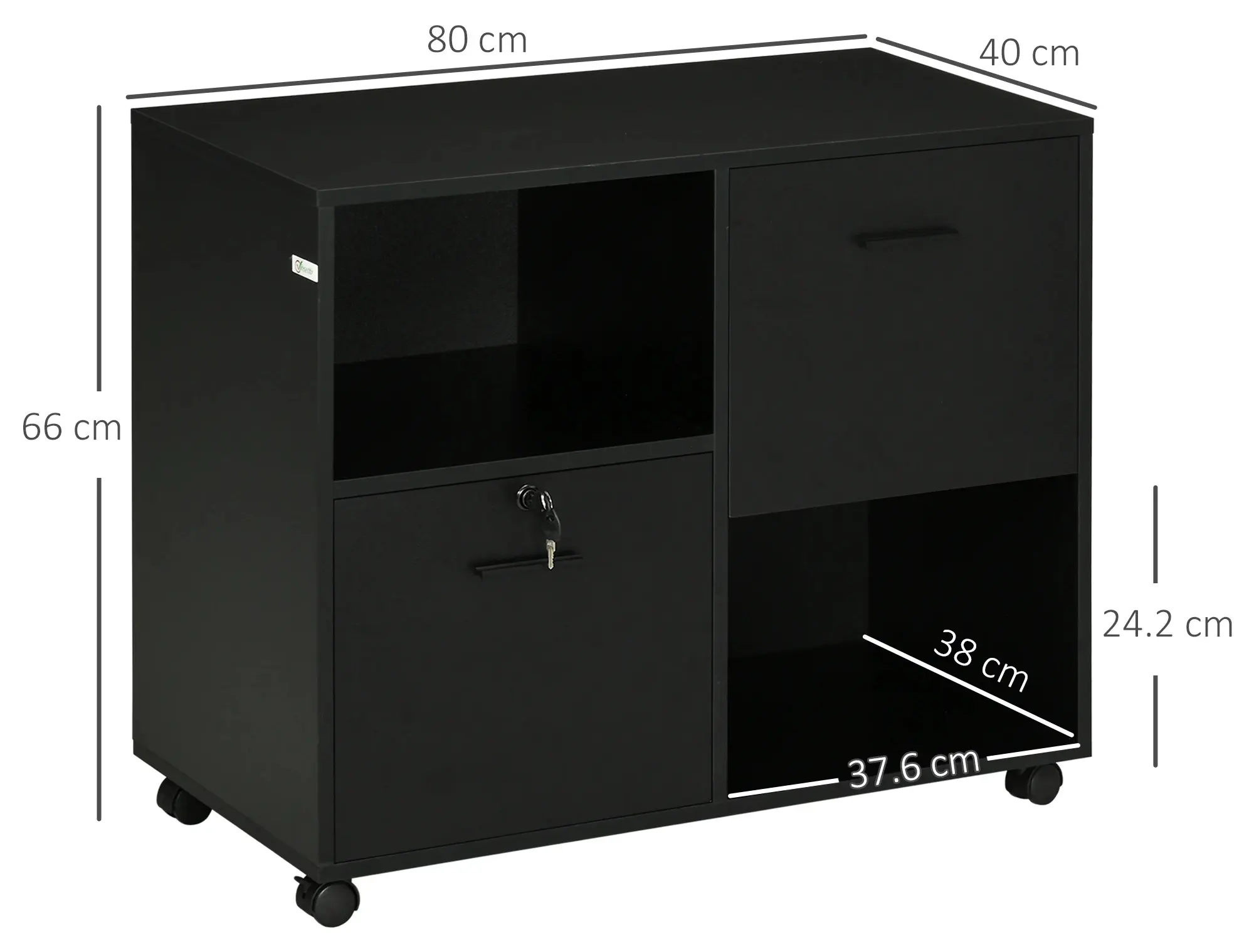 Tumba pe rotile Vinsetto 924-056V80BK (Black) - 3