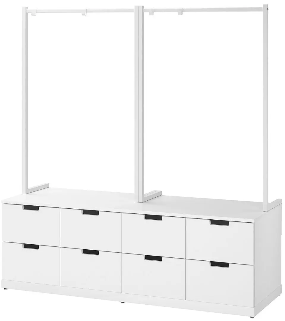 Comoda Ikea Nordli cu 2 cuiere/8 sertare 160x169 (Alb)
