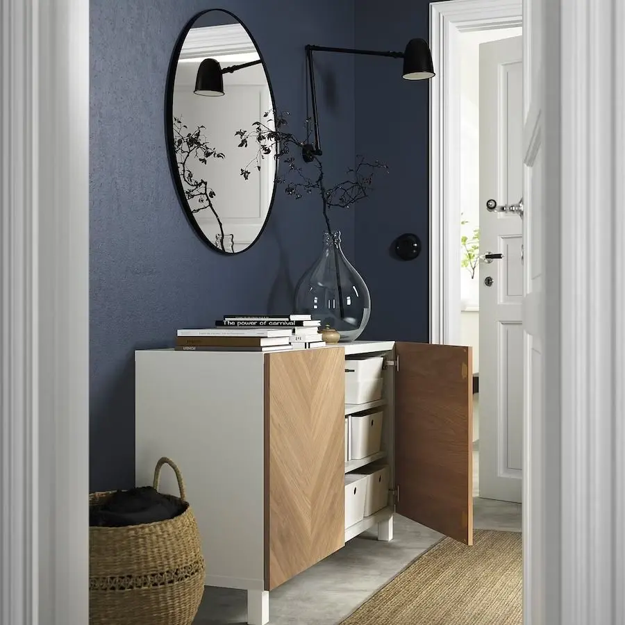 Tumba Ikea Besta 120x42x74 (Alb/Hedeviken/Stubbarp Furnir Stejar) - 2
