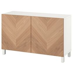 Тумба Ikea Besta 120x42x74 (Белый/Хедевикен/Стуббарп Дубовый Шпон)